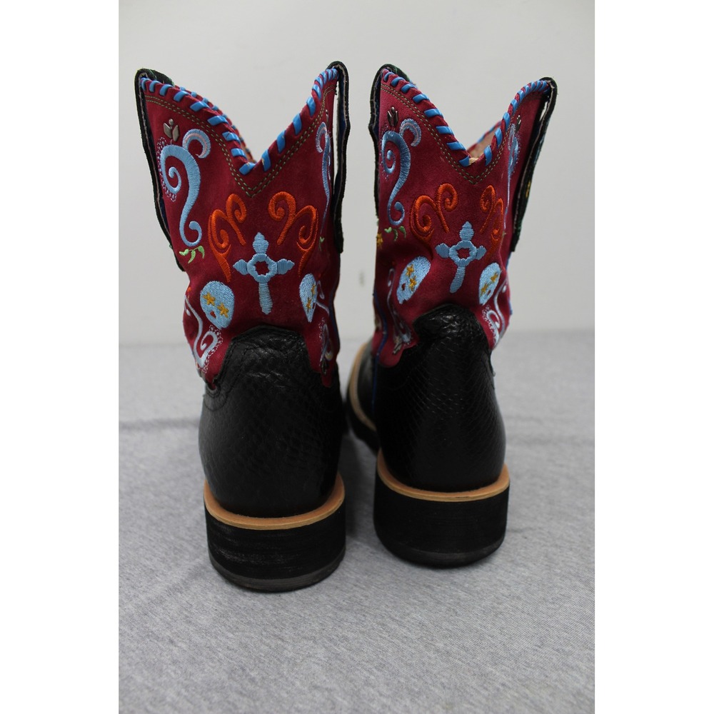 Ariat Boots Womens 10B Black Red Fatbaby Sugar Skull Western 10006761 - Picture 3 of 12